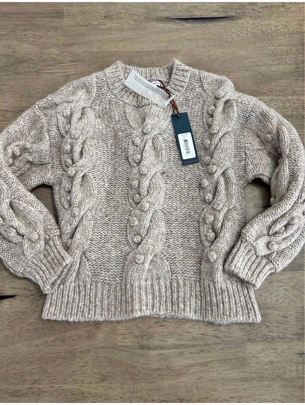 The Sunday Collective NWT 6 Year oatmeal cable knit alpaca sweater blend